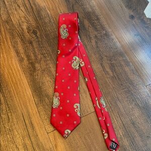 100% Silk Red Paisley Necktie